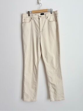 Talbots Cream Contrast Stitch Straight Leg Jeans 12